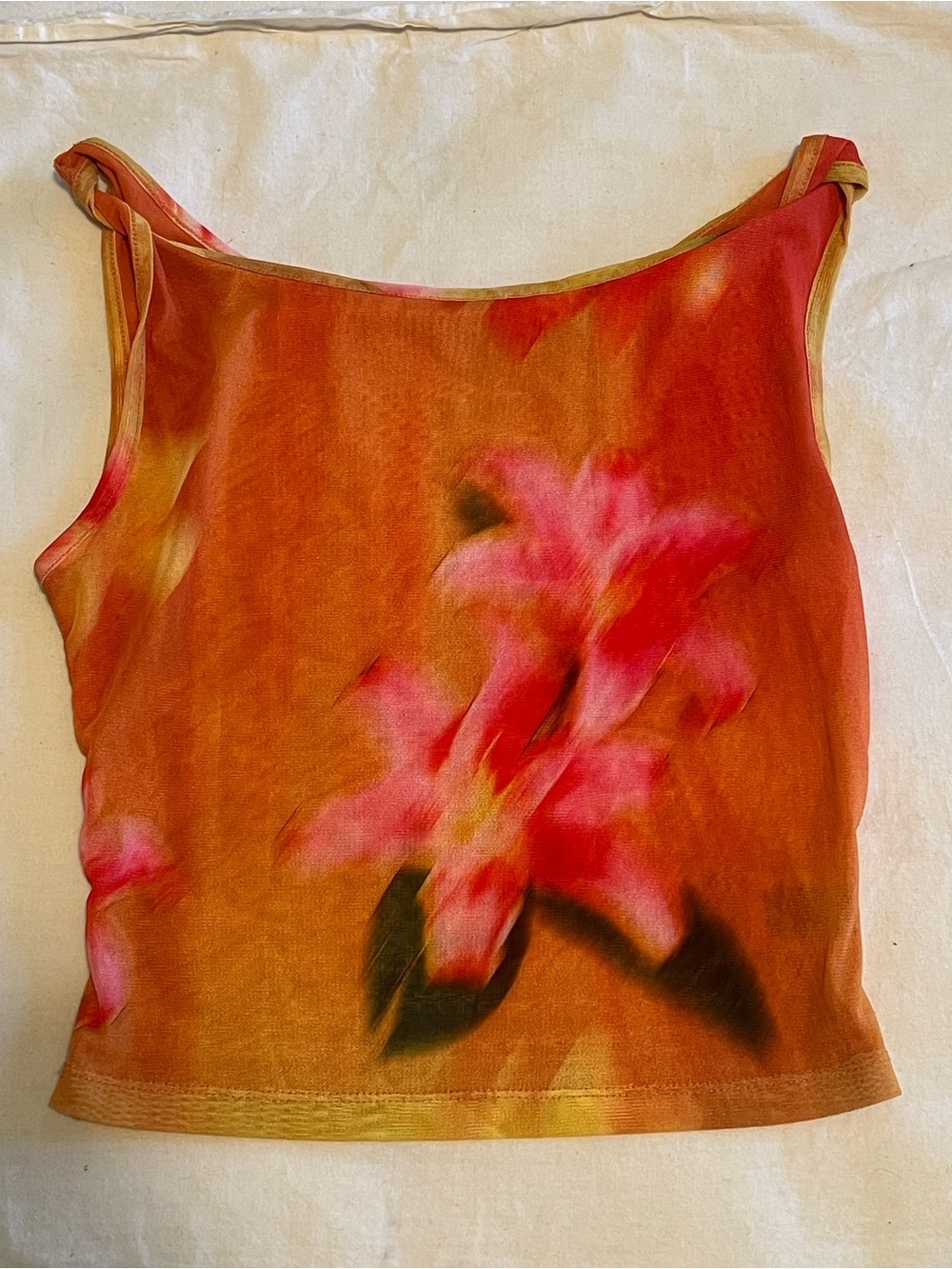 Floral Print Orange Tank Top - Women